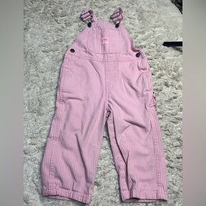Key Bib Overalls Vintage Youth Denim Pink White Railroad Striped Girls 2t